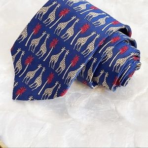 Paul Fredrick Blue Yellow Giraffe Men’s Silk Tie